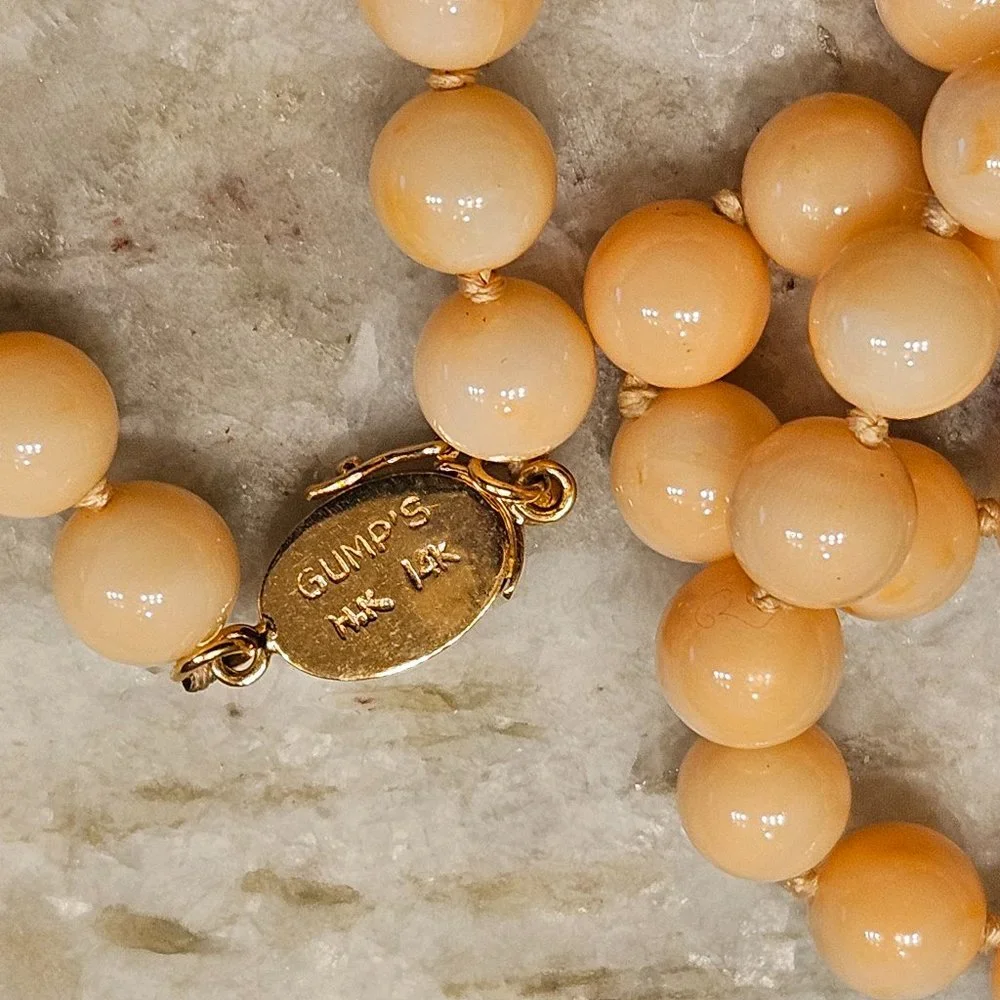 RARE VINTAGE ESTATE ANGEL SKIN CORAL 14K GOLD 31